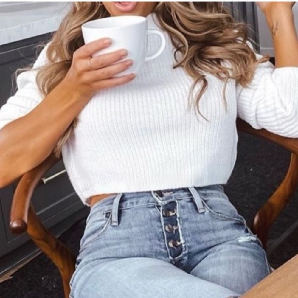 White Ribbed Sweater